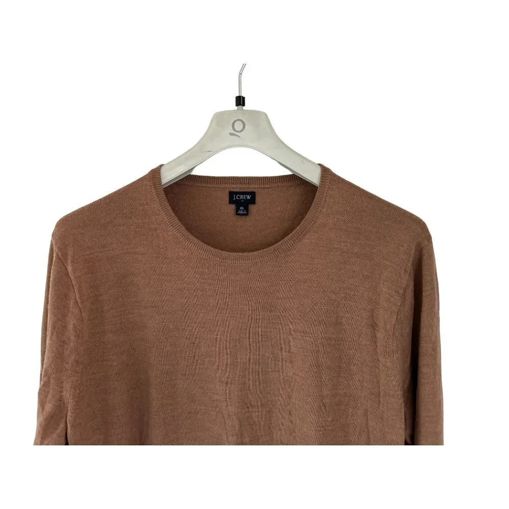 J.CREW Crewneck Pullover Wool Blend Beige Coffee color Sweater Size  XLarge